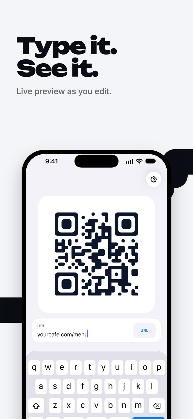 Typing a link in Qubo while the QR code updates live